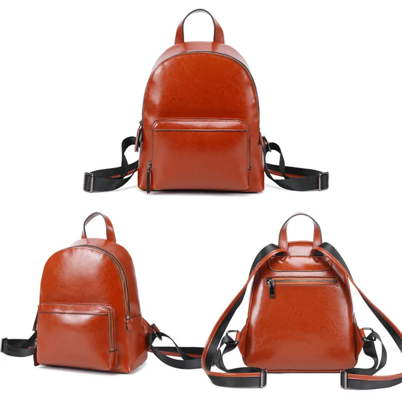 Leather Backpack Women Top Grain Leather Backpack Purse Top Natural Cowhide Leather City Backpack Leather Travel Rucksack SX3096