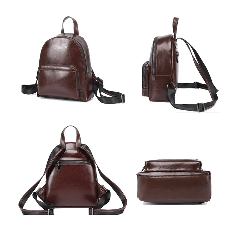 Leather Backpack Women Top Grain Leather Backpack Purse Top Natural Cowhide Leather City Backpack Leather Travel Rucksack SX3096