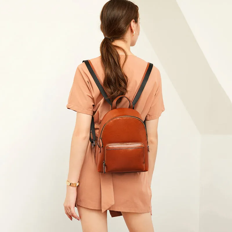 Leather Backpack Women Top Grain Leather Backpack Purse Top Natural Cowhide Leather City Backpack Leather Travel Rucksack SX3096