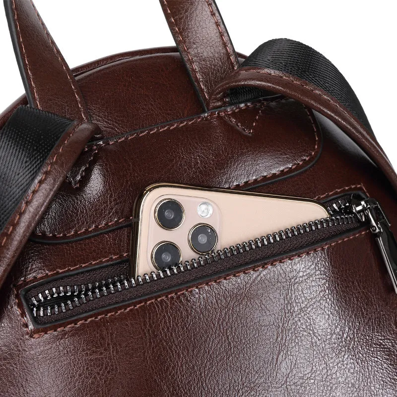 Leather Backpack Women Top Grain Leather Backpack Purse Top Natural Cowhide Leather City Backpack Leather Travel Rucksack SX3096