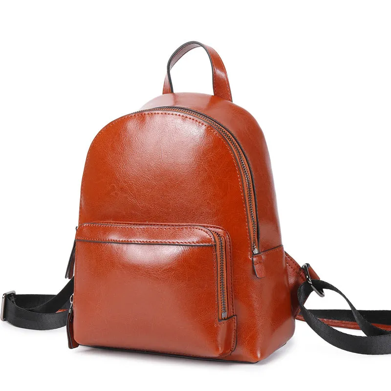 Leather Backpack Women Top Grain Leather Backpack Purse Top Natural Cowhide Leather City Backpack Leather Travel Rucksack SX3096
