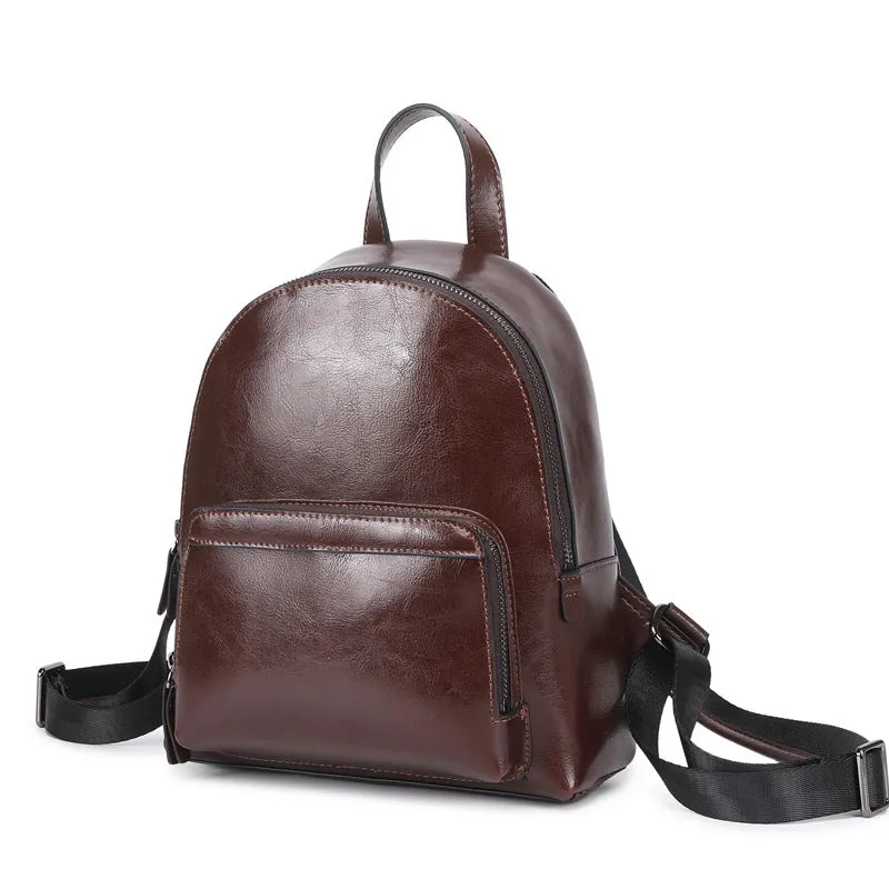 Leather Backpack Women Top Grain Leather Backpack Purse Top Natural Cowhide Leather City Backpack Leather Travel Rucksack SX3096