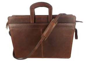 LEATHER BRIEFCASE & MESSENGER BAG ~ Adjustable Shoulder Strap Retractable Handles & More