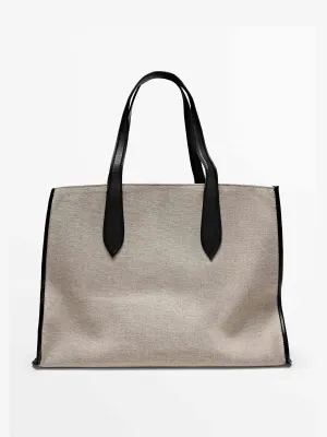 Leather fabric maxi tote bag