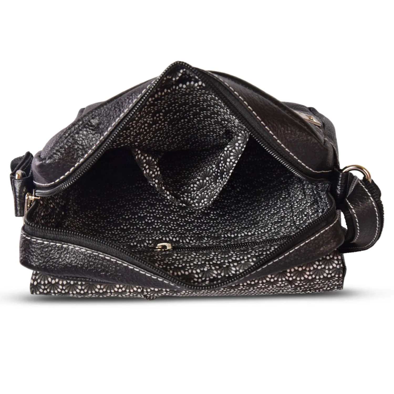 Leather Messenger Bag 36813(BLACK)
