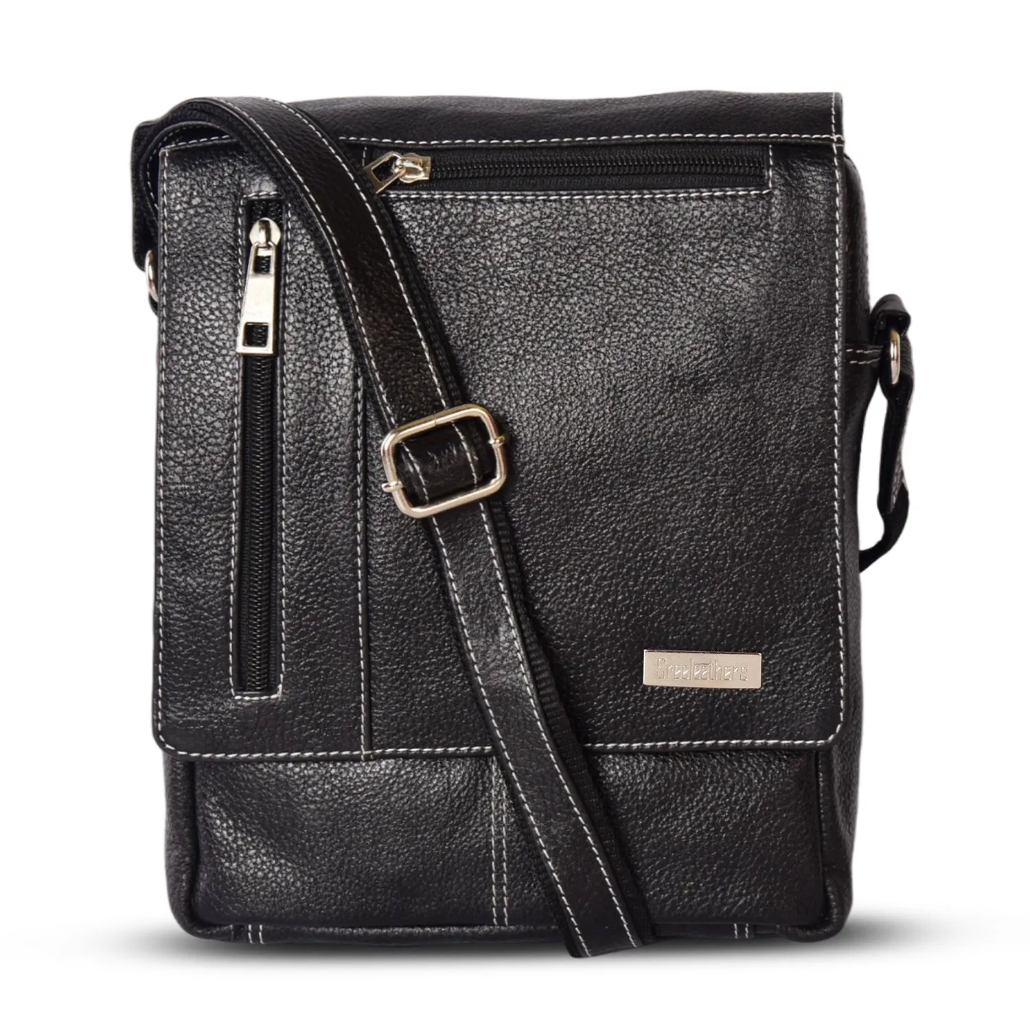 Leather Messenger Bag 36813(BLACK)