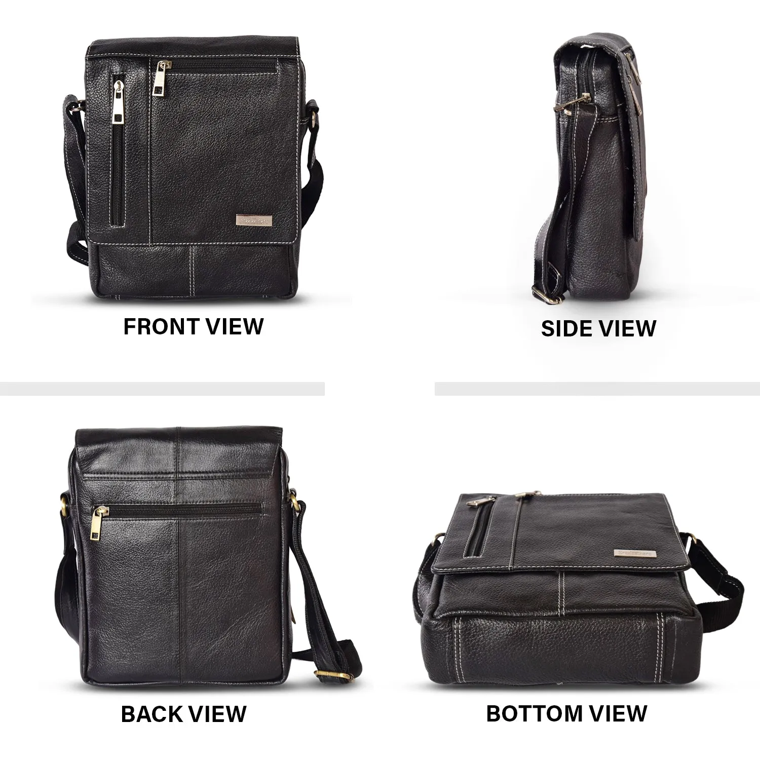 Leather Messenger Bag 36813(BLACK)