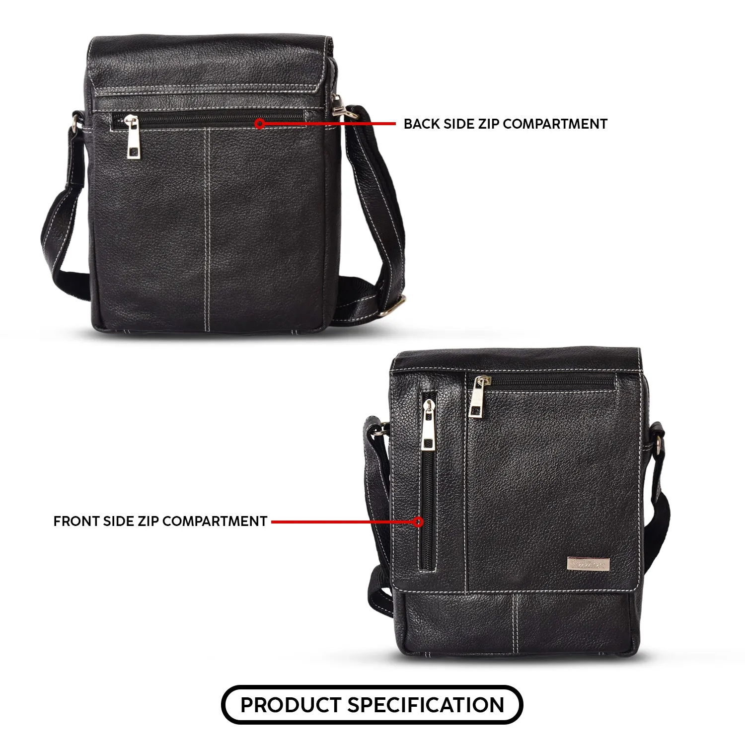 Leather Messenger Bag 36813(BLACK)