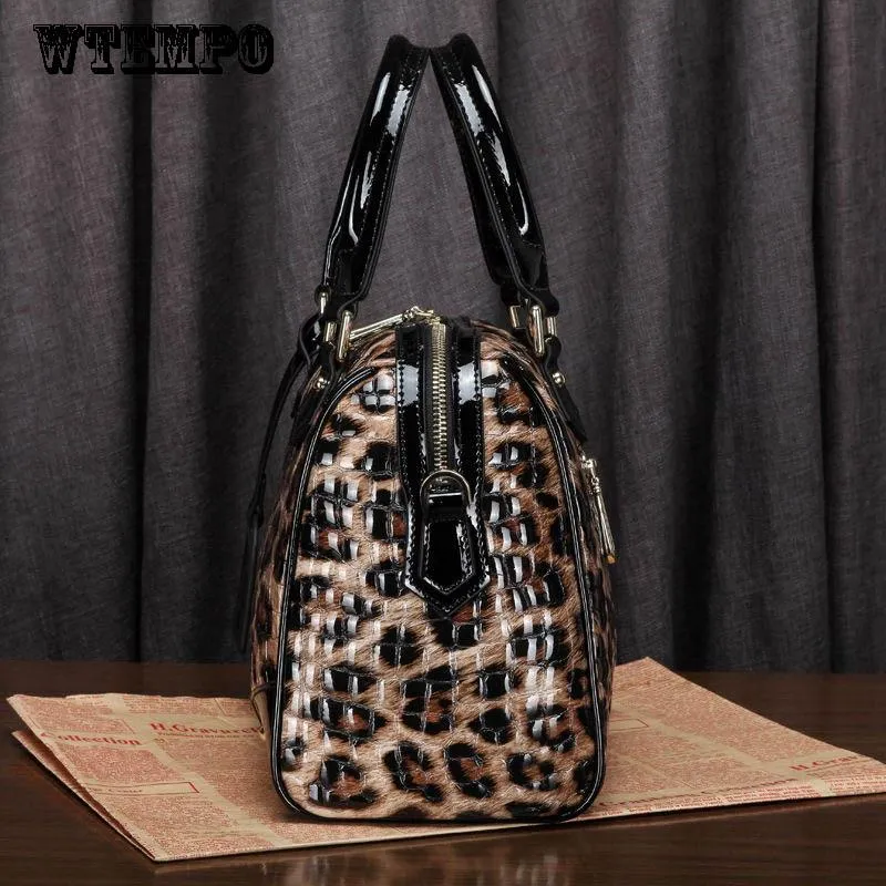 Leather Shoulder Bag Female Leopard Pure Leather Women's Leather Bag Portable Diagonal