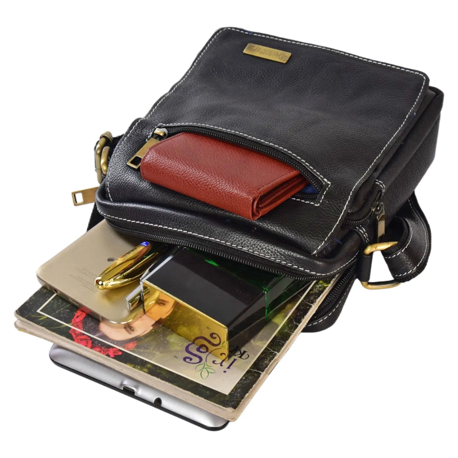 LEATHER SLING BAG 36814 (Black)