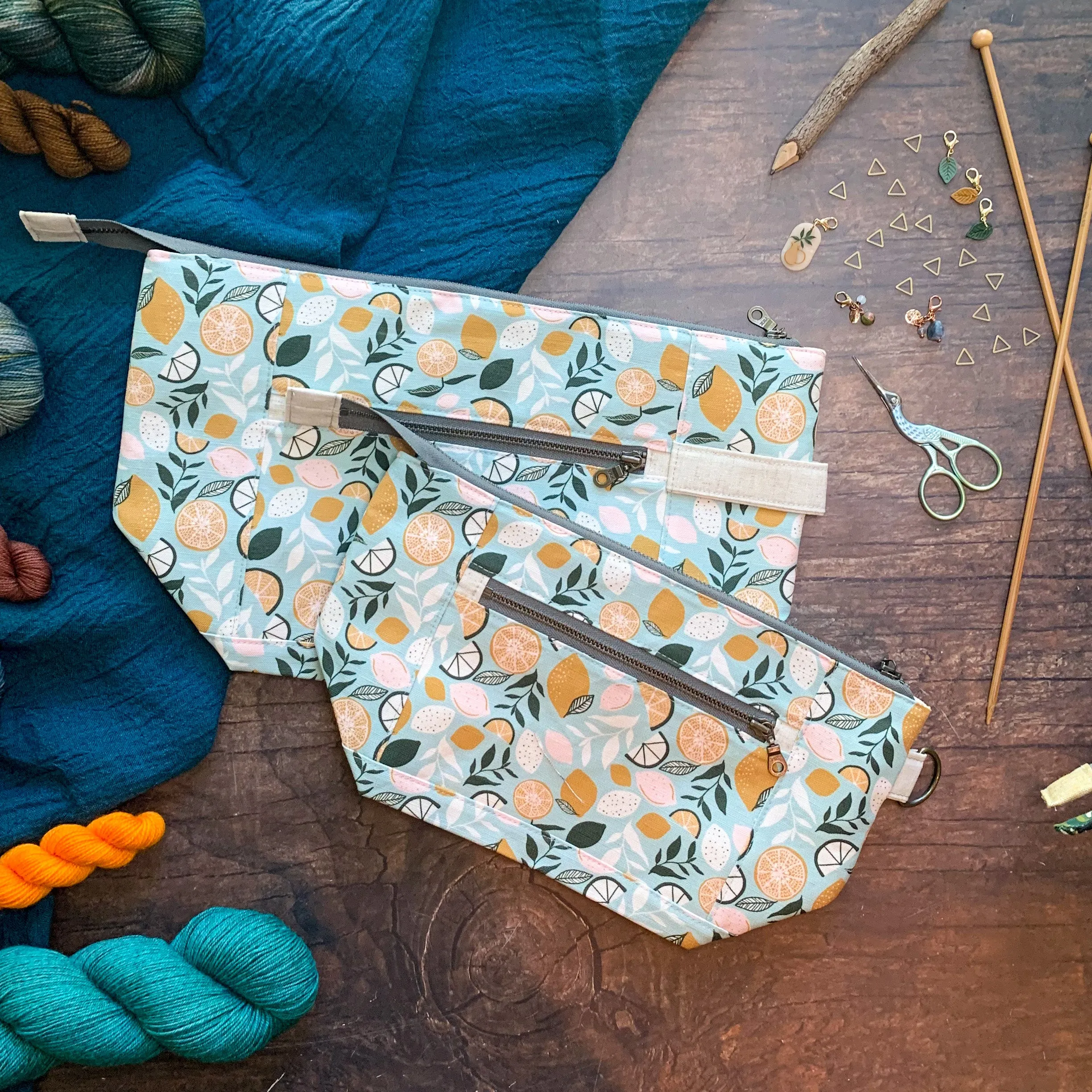 *Lemonade*  Zippered Knitting Project Bag