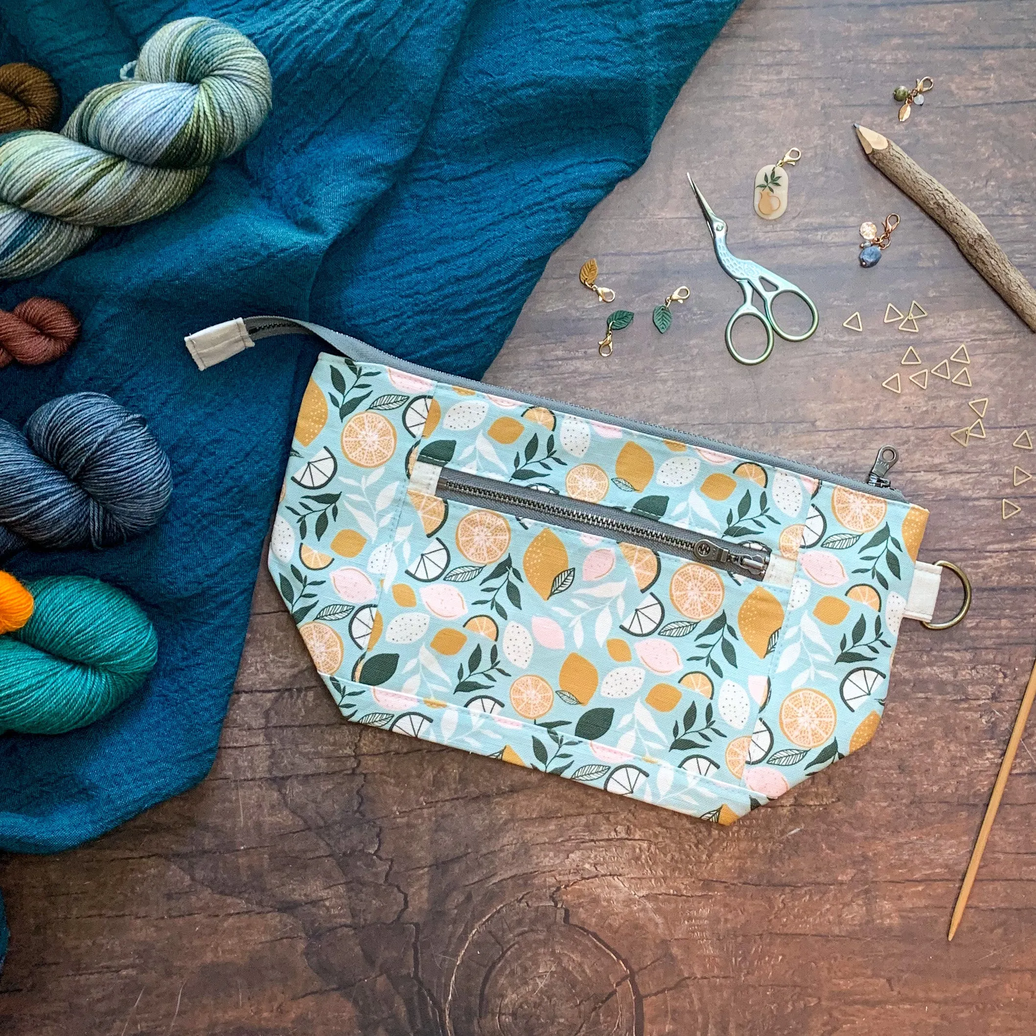 *Lemonade*  Zippered Knitting Project Bag