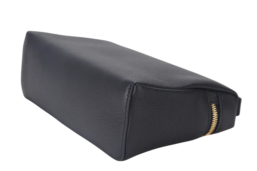 LORO PIANA EXTRA POCKET L19 BLUE BLACK COLOR CALFSKIN GOLD HARDWARE WITH STRAP, DUST COVER AND BOX
