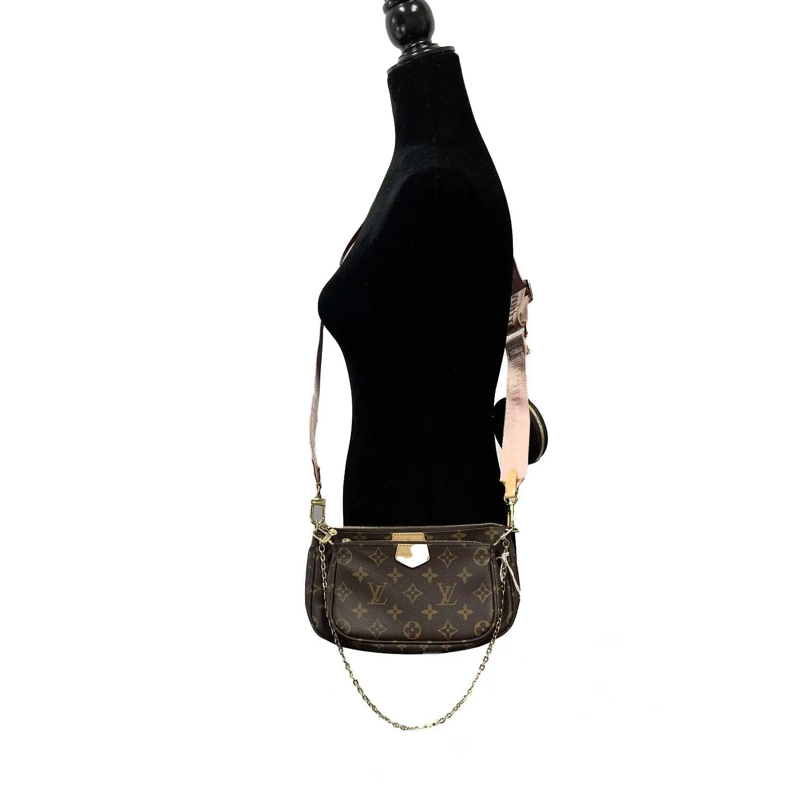 Louis Vuitton - Multi Pochette Accessories in Light Pink / Brown Crossbody - NEW