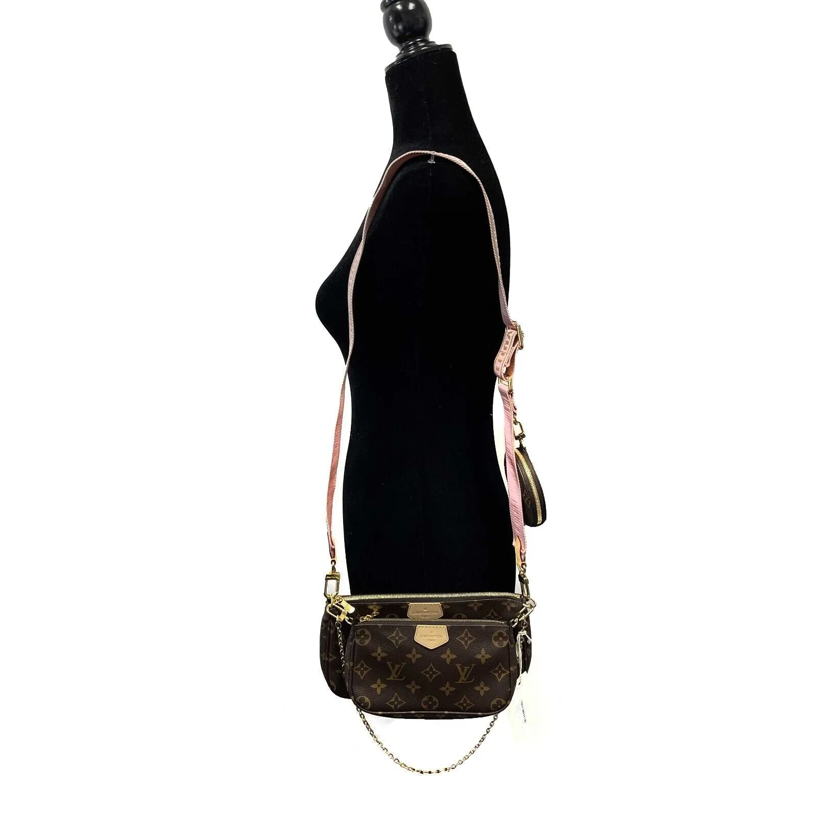 Louis Vuitton - Multi Pochette Accessories in Light Pink / Brown Crossbody - NEW