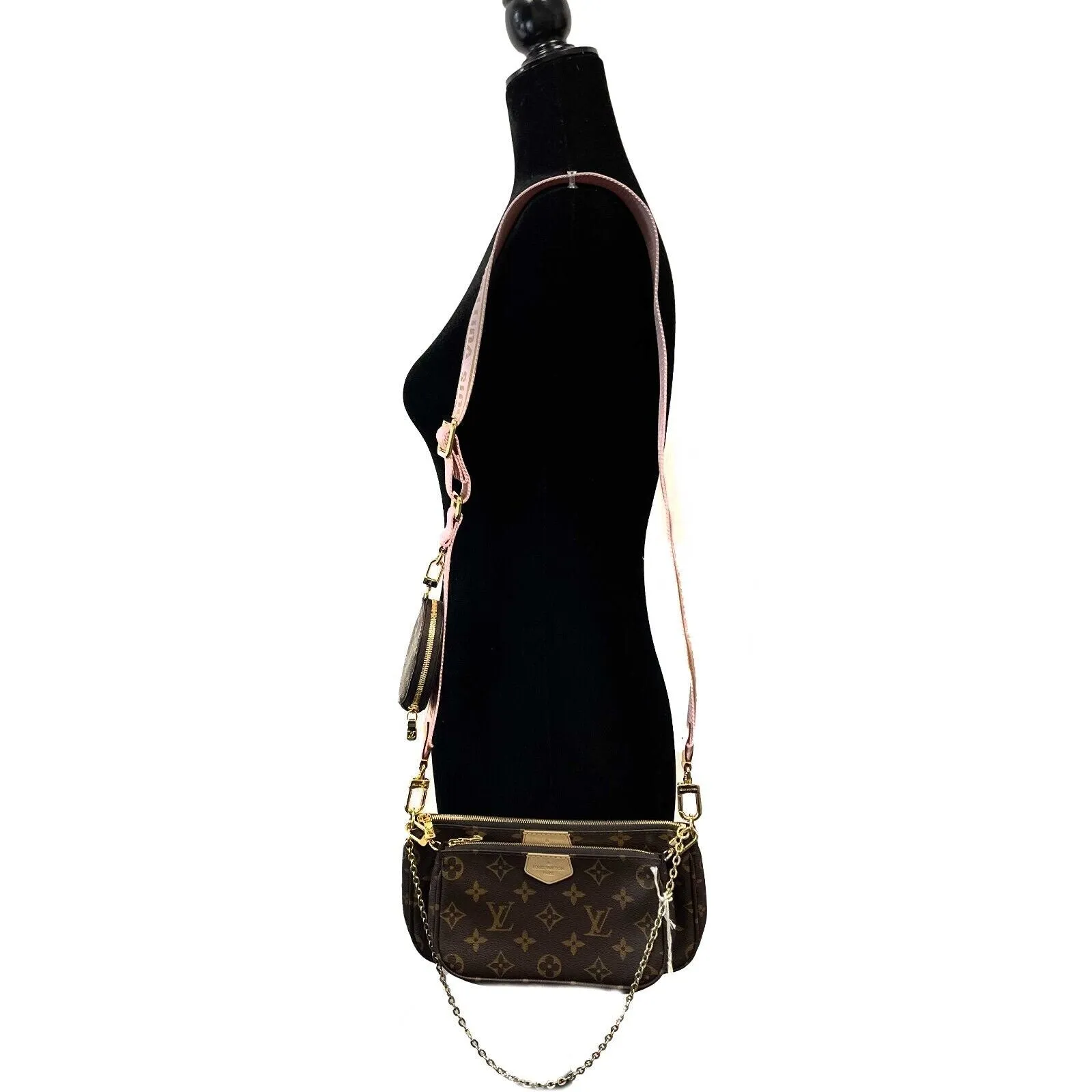 Louis Vuitton - Multi Pochette Accessories in Light Pink / Brown Crossbody - NEW