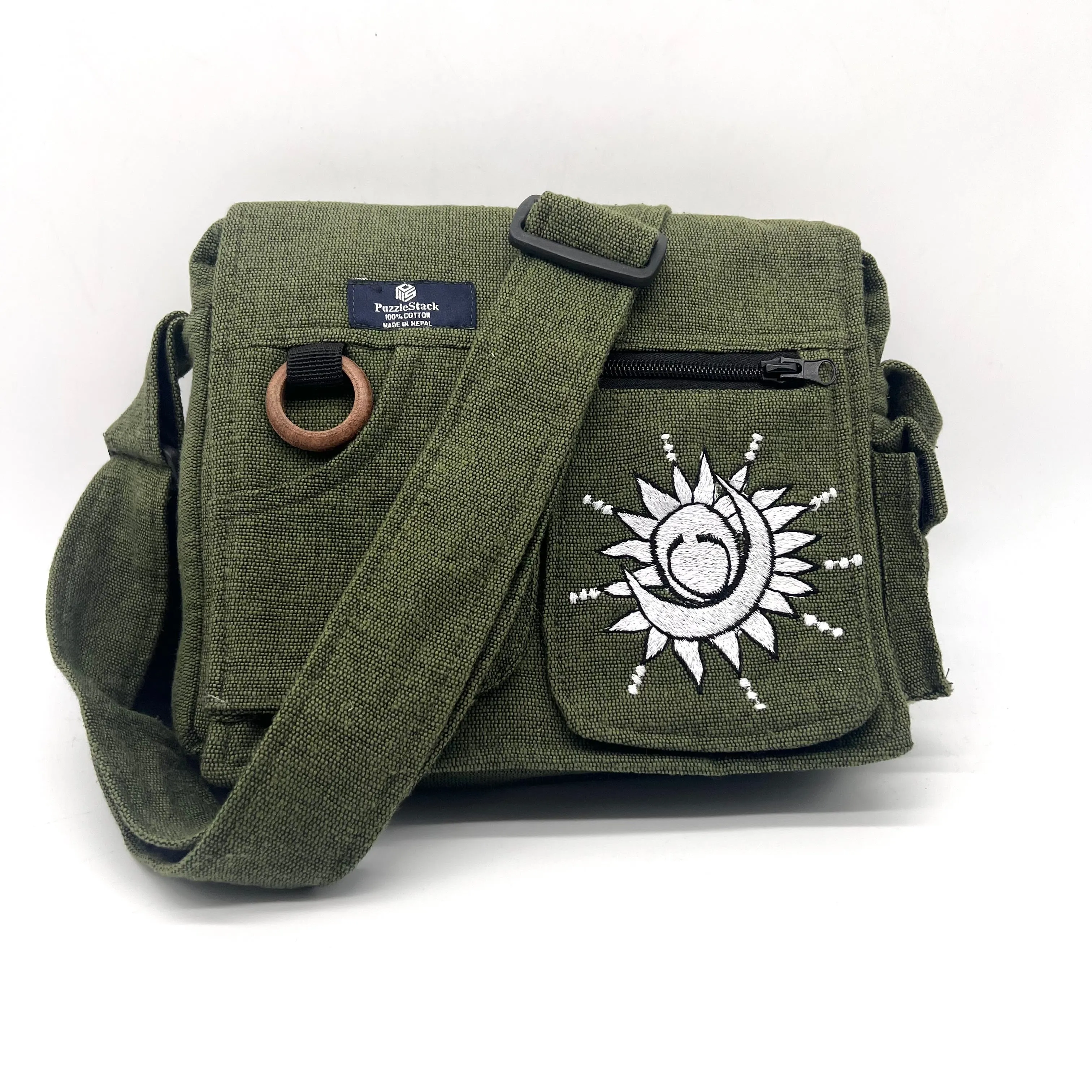 Lukla Green Embroidered Messenger Bag