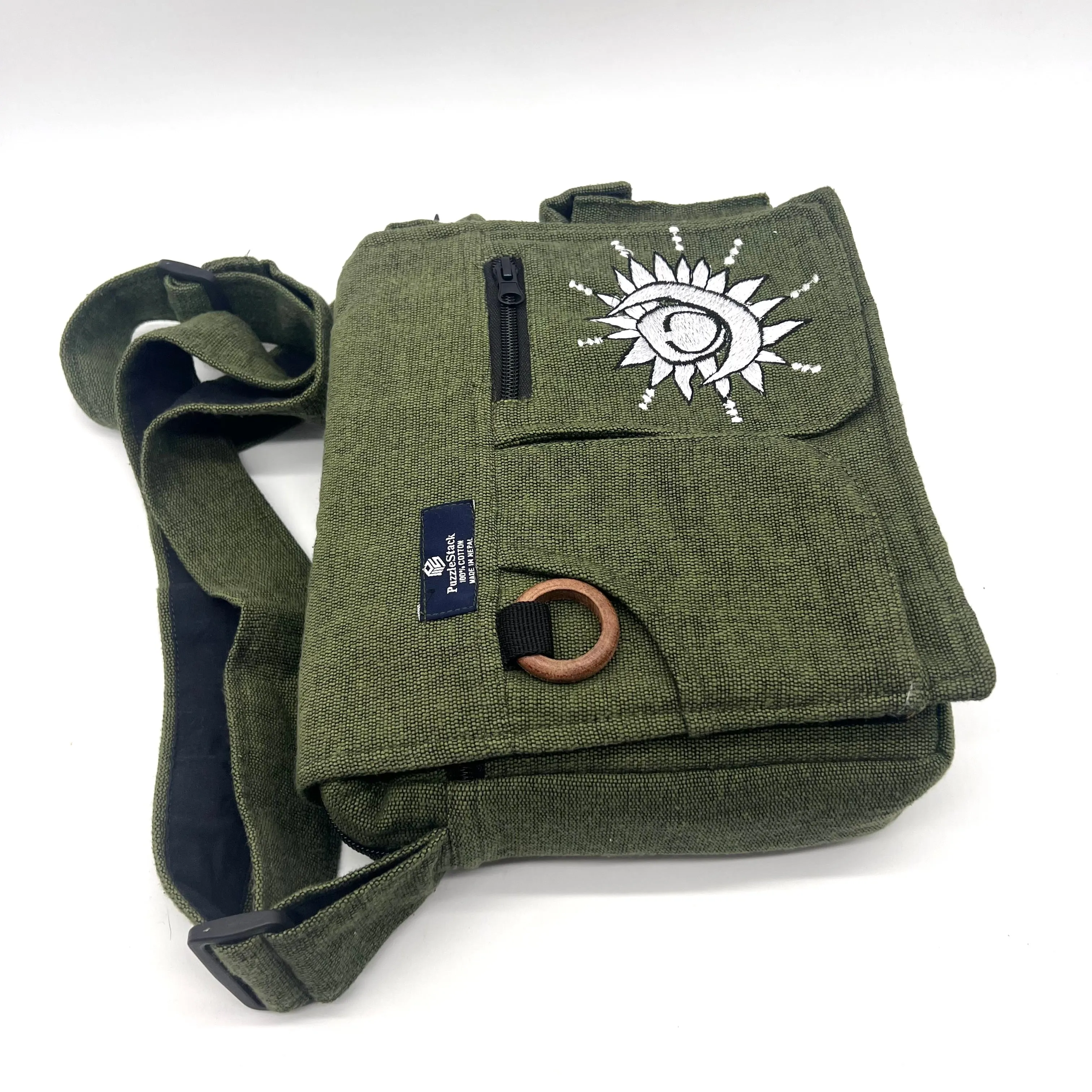 Lukla Green Embroidered Messenger Bag