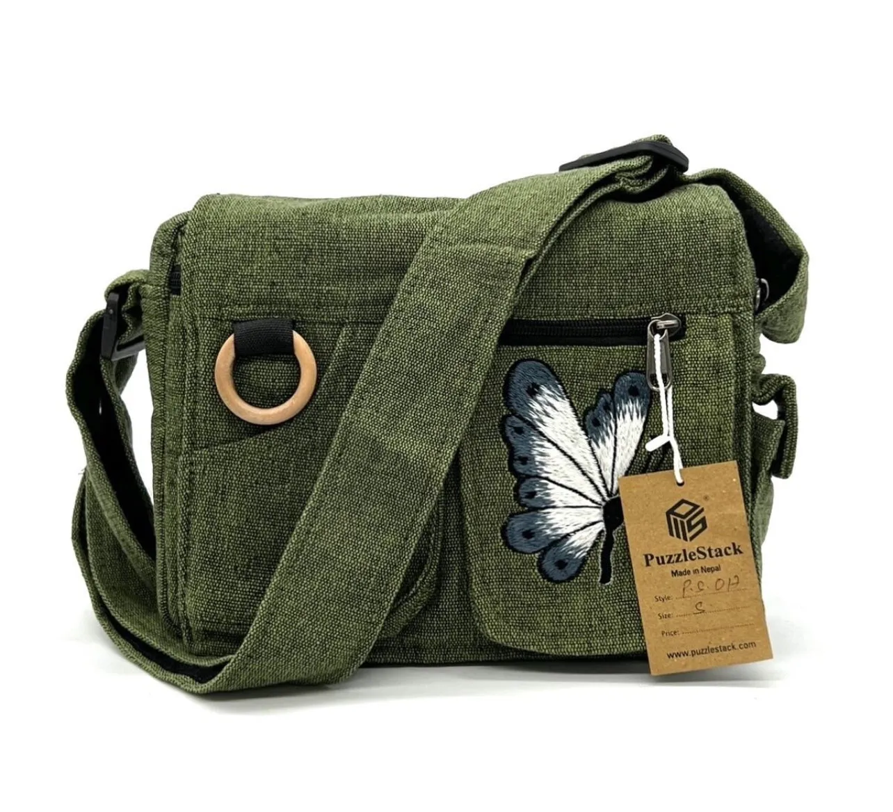 Lukla Green Embroidered Messenger Bag