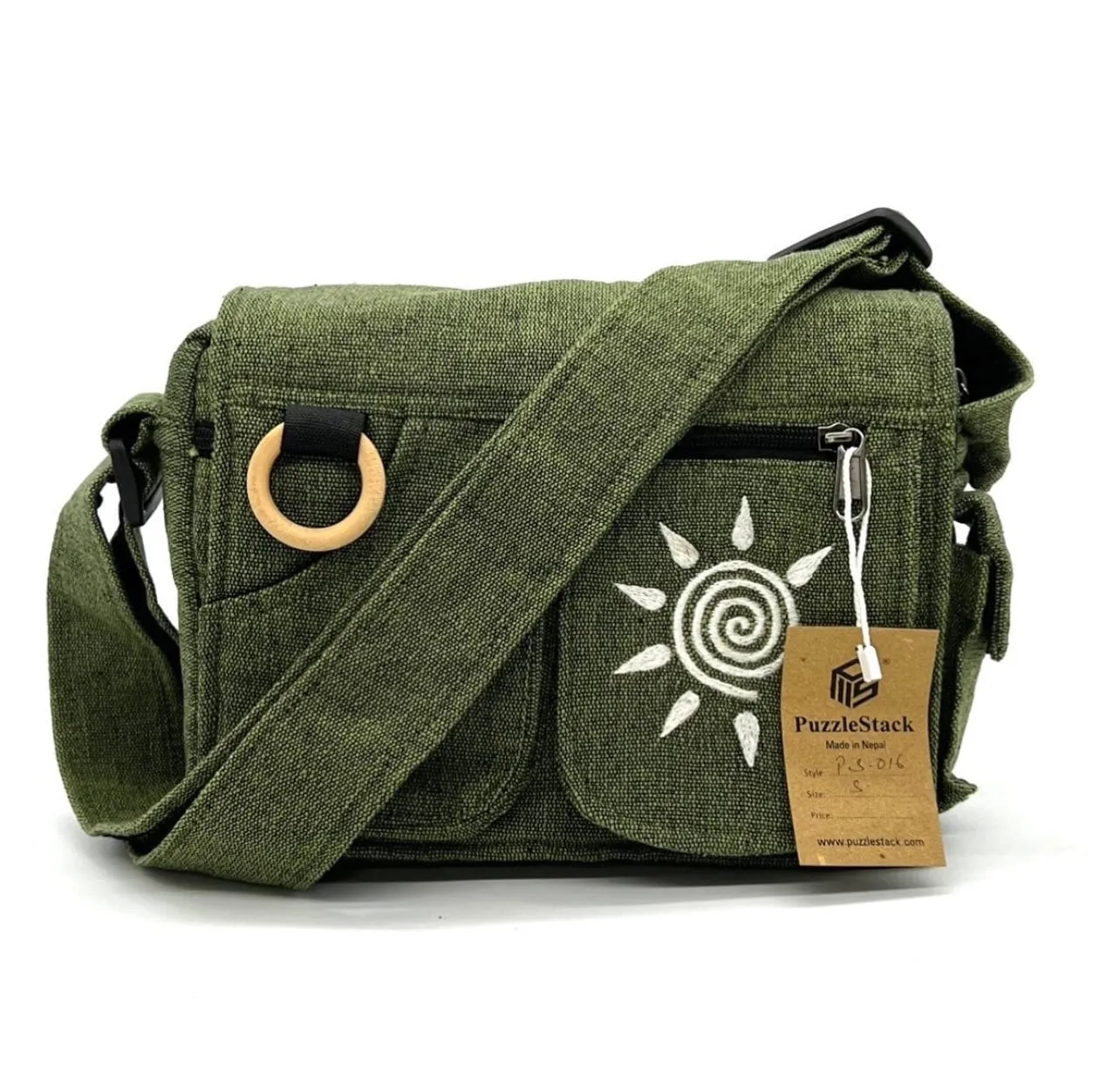 Lukla Green Embroidered Messenger Bag