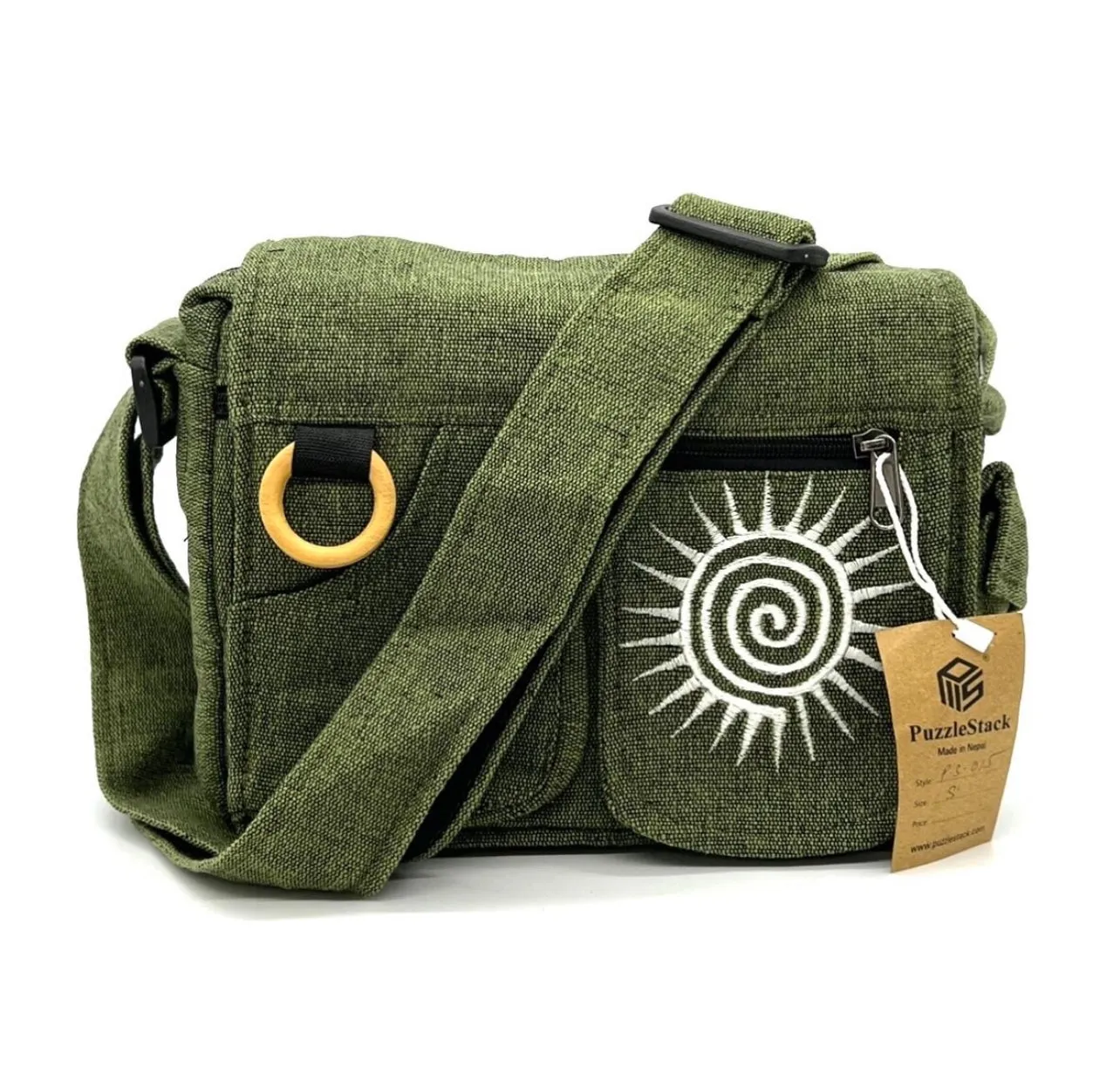 Lukla Green Embroidered Messenger Bag