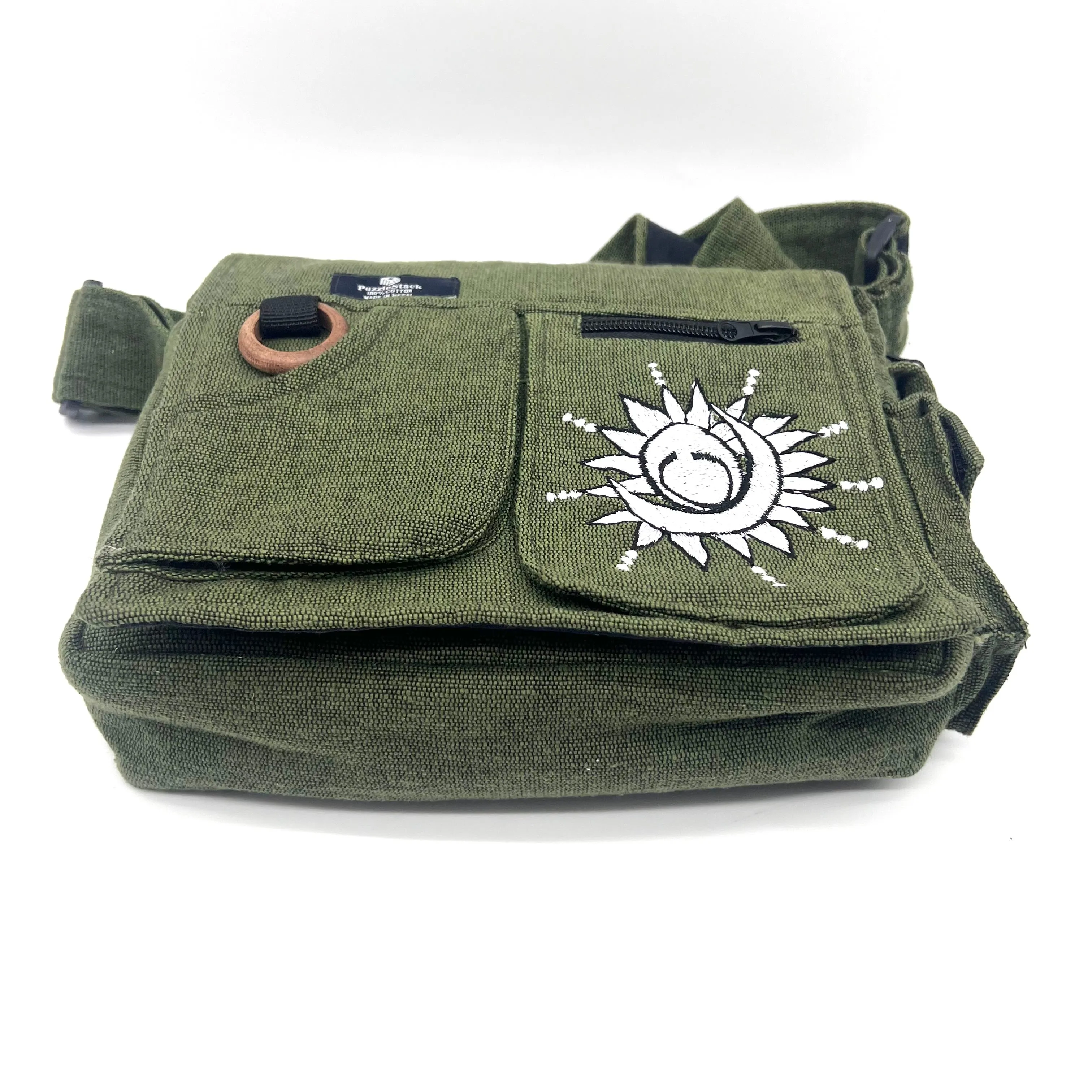 Lukla Green Embroidered Messenger Bag