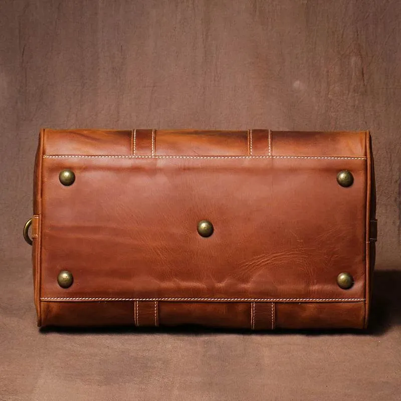 LUOKIR Men's Genuine Leather Handbag Vintage Crazy Horse Short Travel Bag Women's Fitness Luxury Shoulder Messenger Luggage Bags