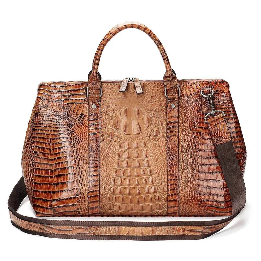 Luxury Alligator Style Leather Handbag for Men & Women Travel Bag