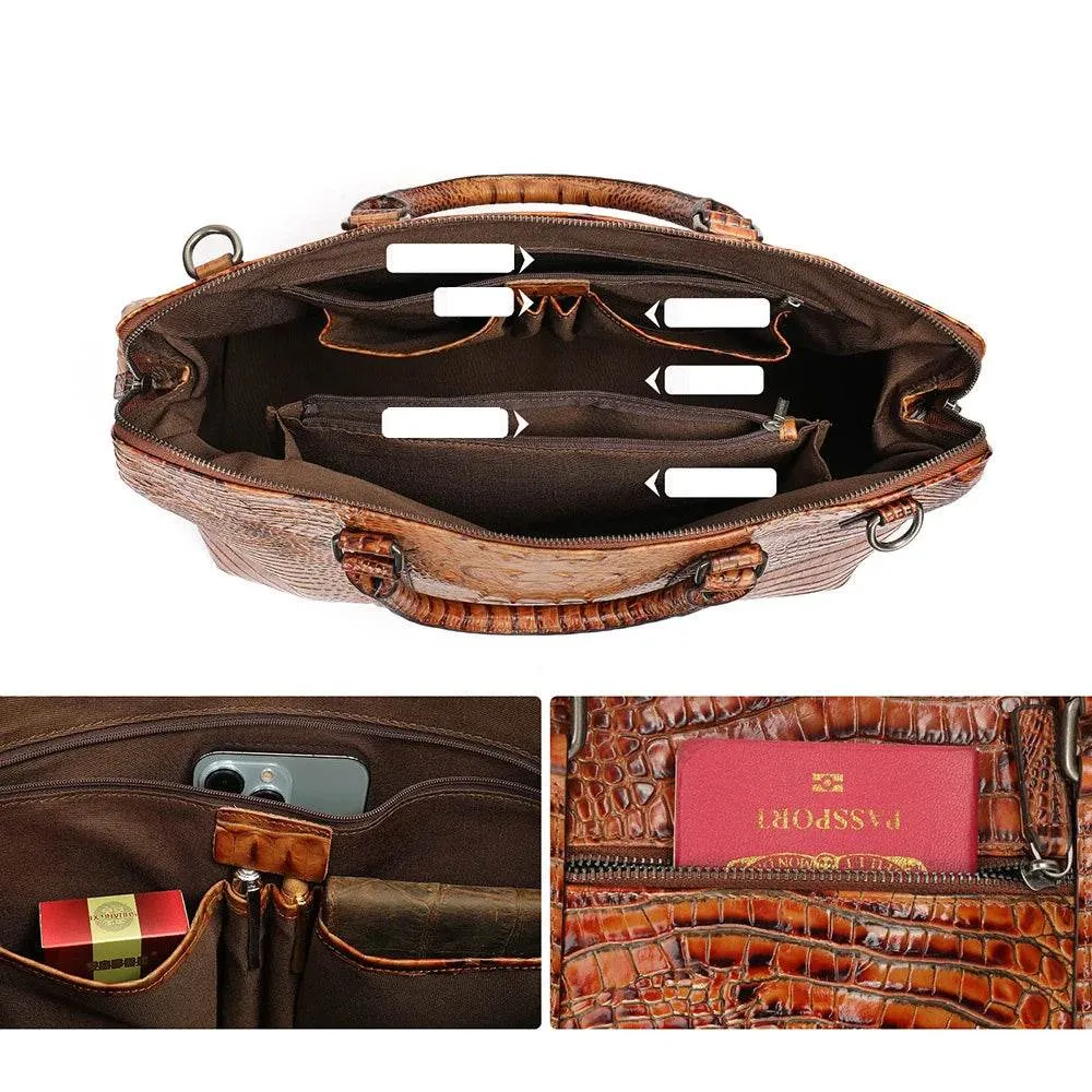 Luxury Alligator Style Leather Handbag for Men & Women Travel Bag
