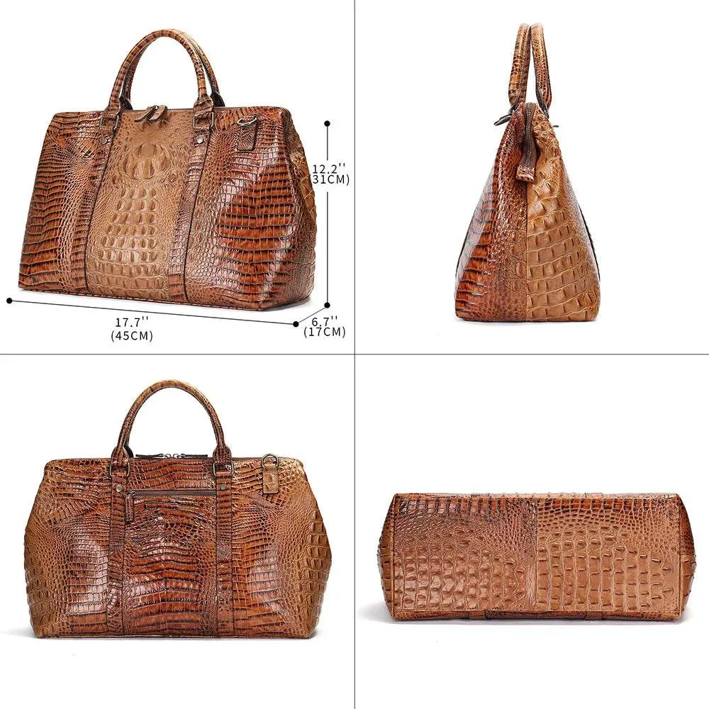 Luxury Alligator Style Leather Handbag for Men & Women Travel Bag