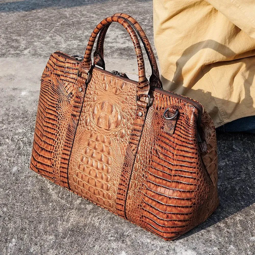 Luxury Alligator Style Leather Handbag for Men & Women Travel Bag
