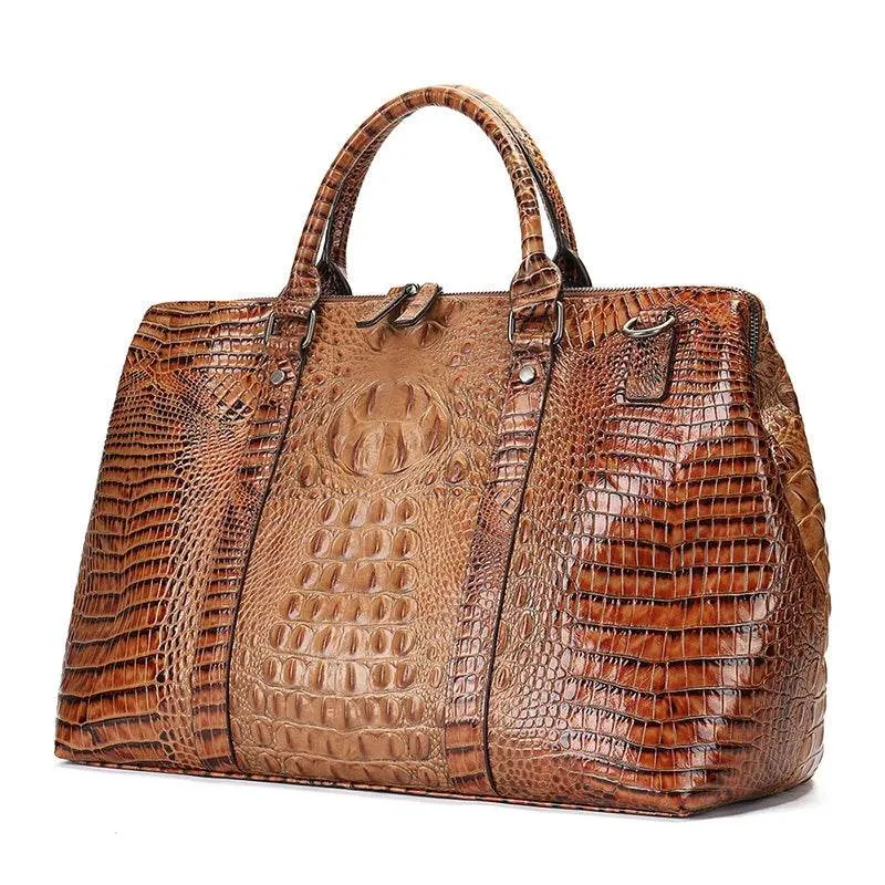 Luxury Alligator Style Leather Handbag for Men & Women Travel Bag