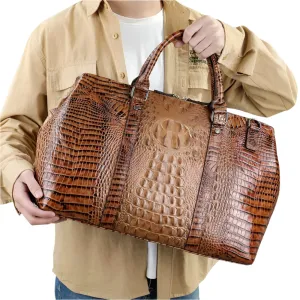Luxury Alligator Style Leather Handbag for Men & Women Travel Bag
