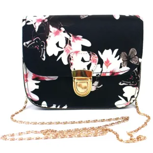 Luxury Women Bags Design Small Satchel Women bag Flower Butterfly Printed PU Leather Shoulder Bag Retro Crossbody Bag Bolsa
