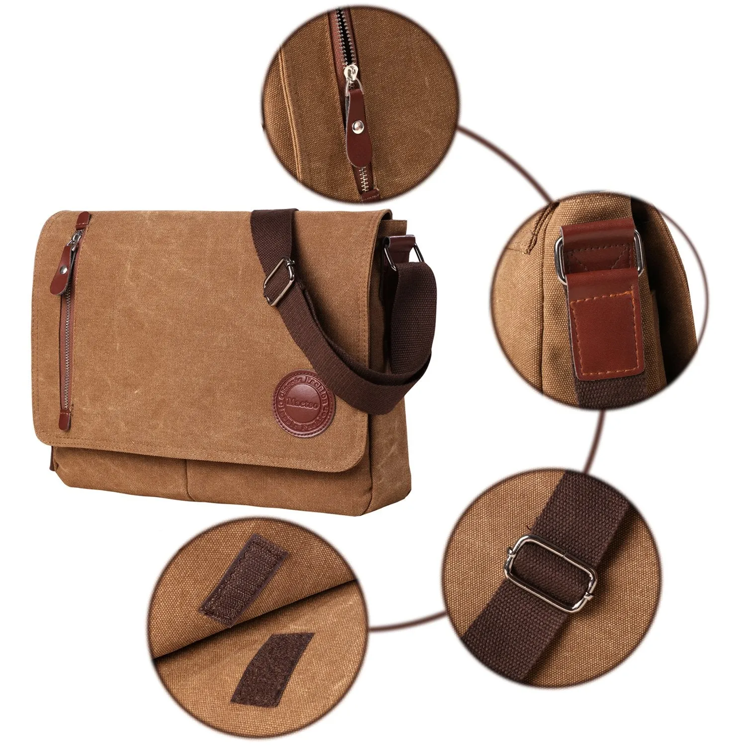 Mactso Vintage Canvas Messenger Bag ,Travel Shoulder Bag 13.5" Laptop Bags Book Bag