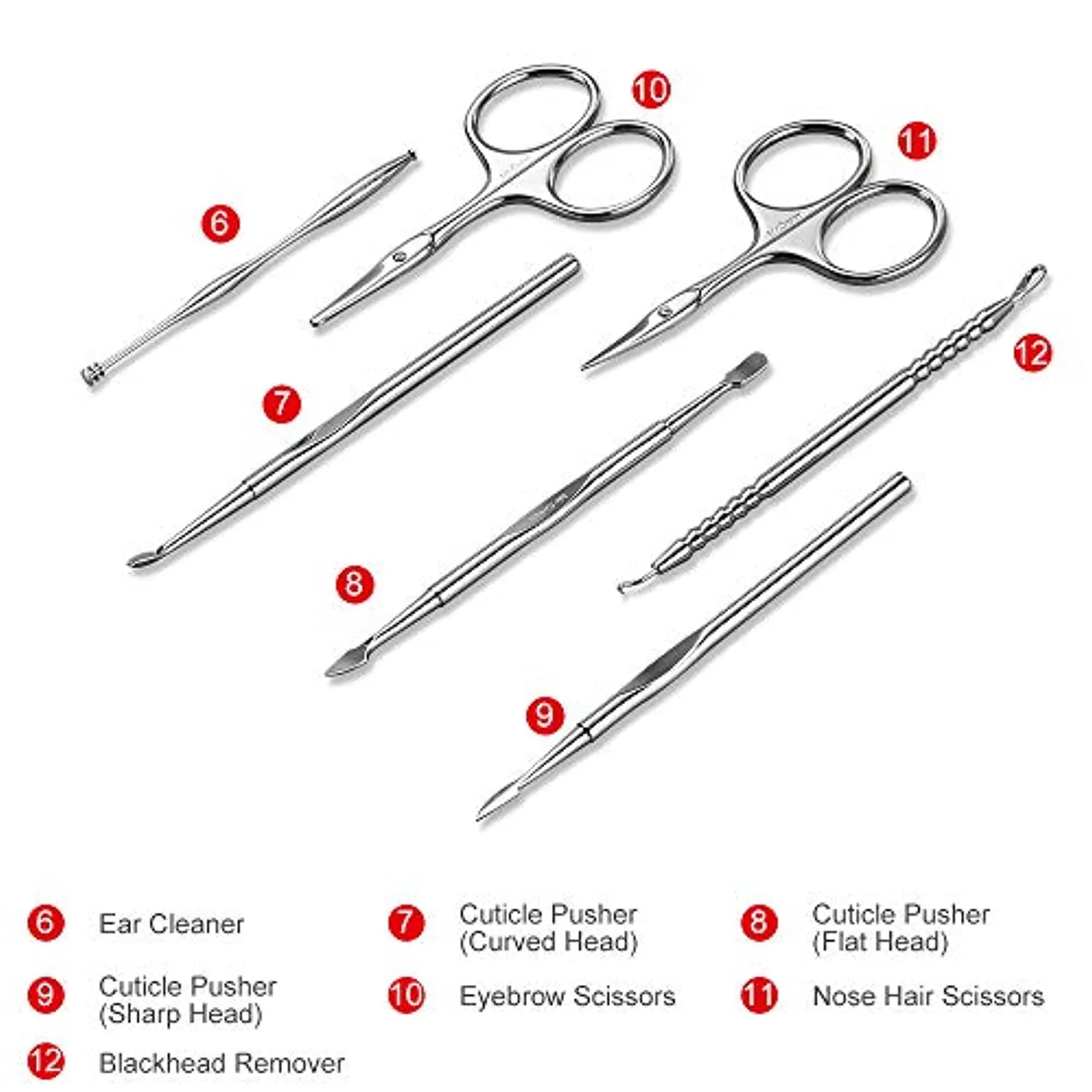 Manicure Set, Pedicure Sets, Nail Clipper Sets, Stainless Steel Professional Nail Cutter Kits with Travel Case (12 Count)