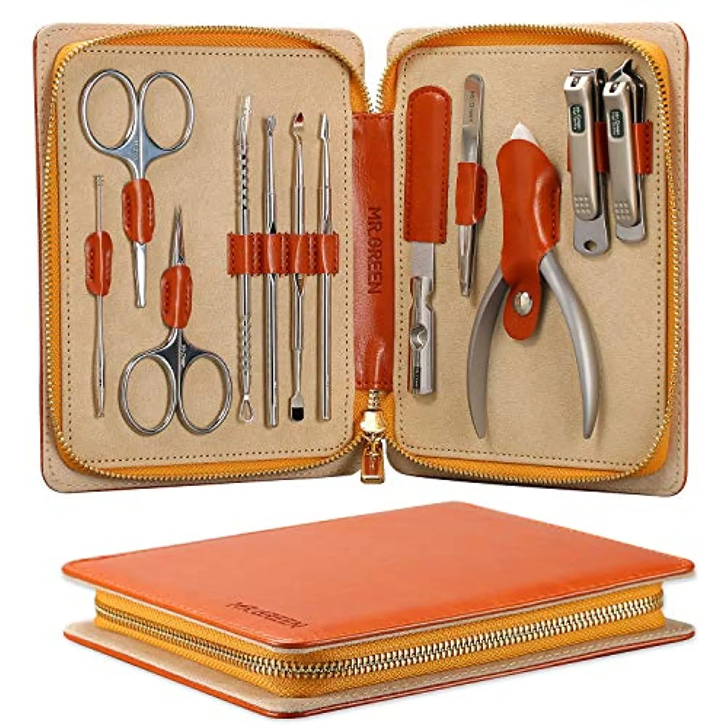 Manicure Set, Pedicure Sets, Nail Clipper Sets, Stainless Steel Professional Nail Cutter Kits with Travel Case (12 Count)