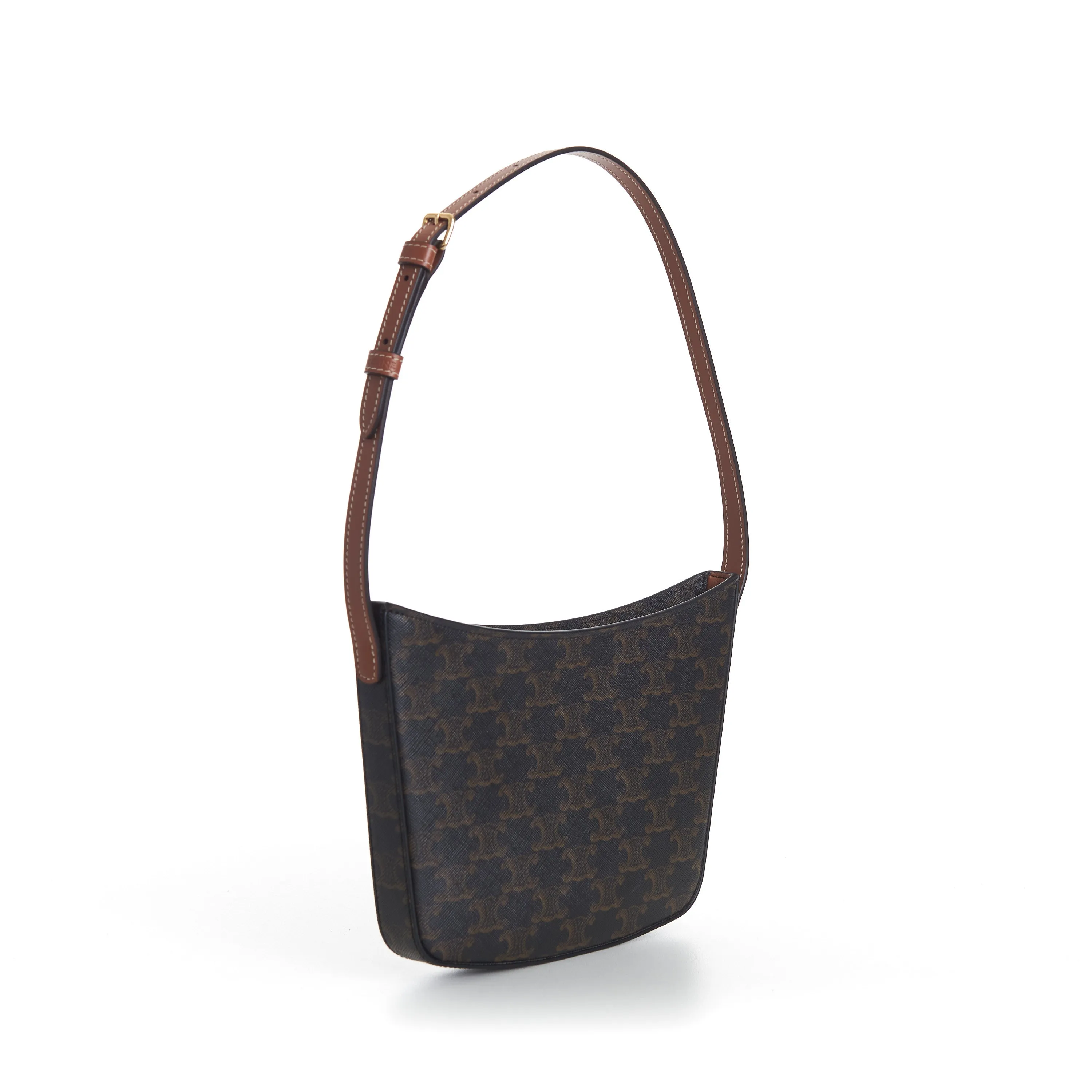 Medium Croque Bag - Tan Triomphe Monogram Canvas & Calfskin