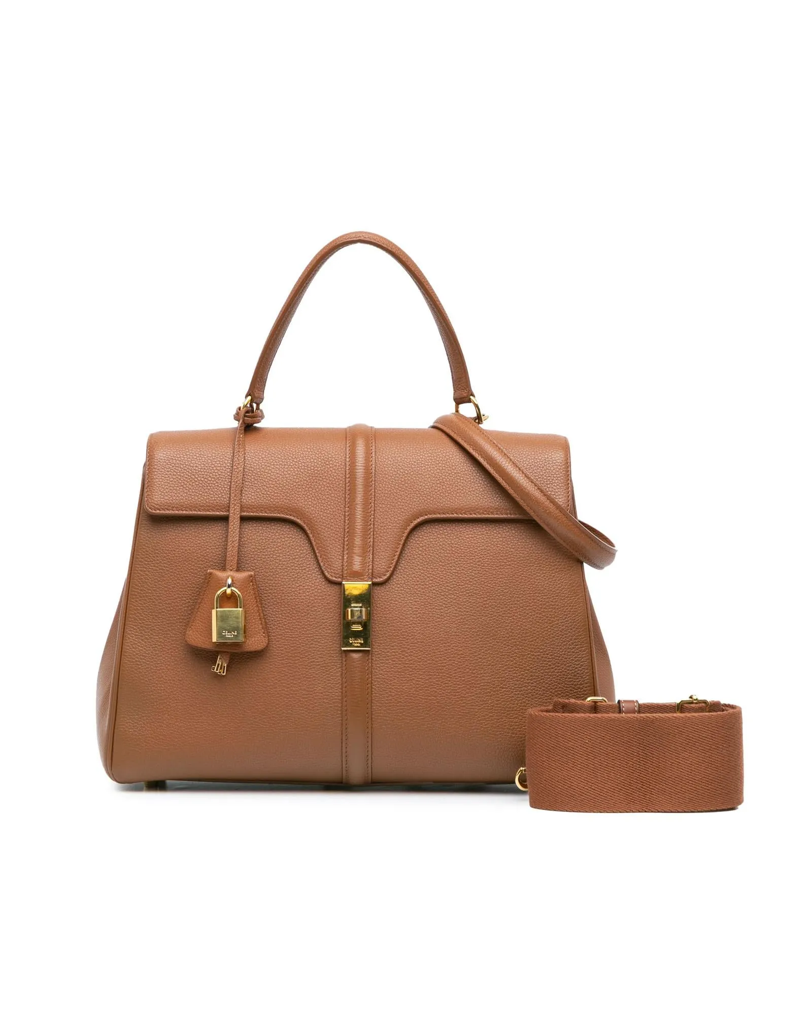 Medium Leather Satchel with Adjustable Straps and Multiple Compartments