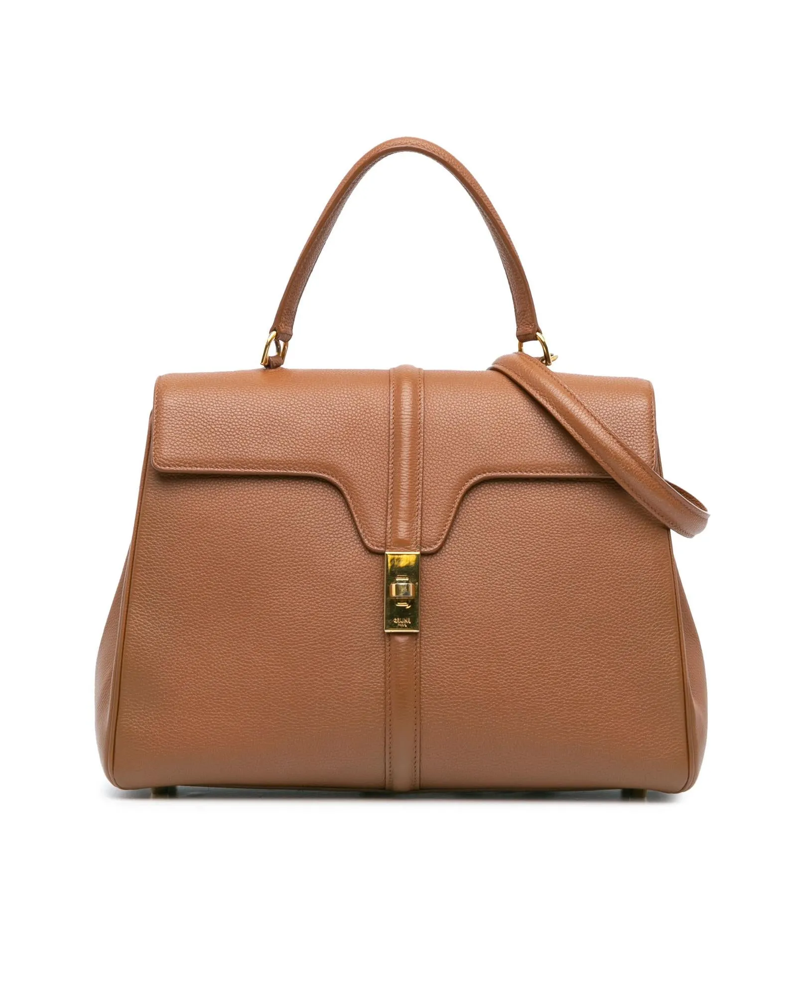 Medium Leather Satchel with Adjustable Straps and Multiple Compartments