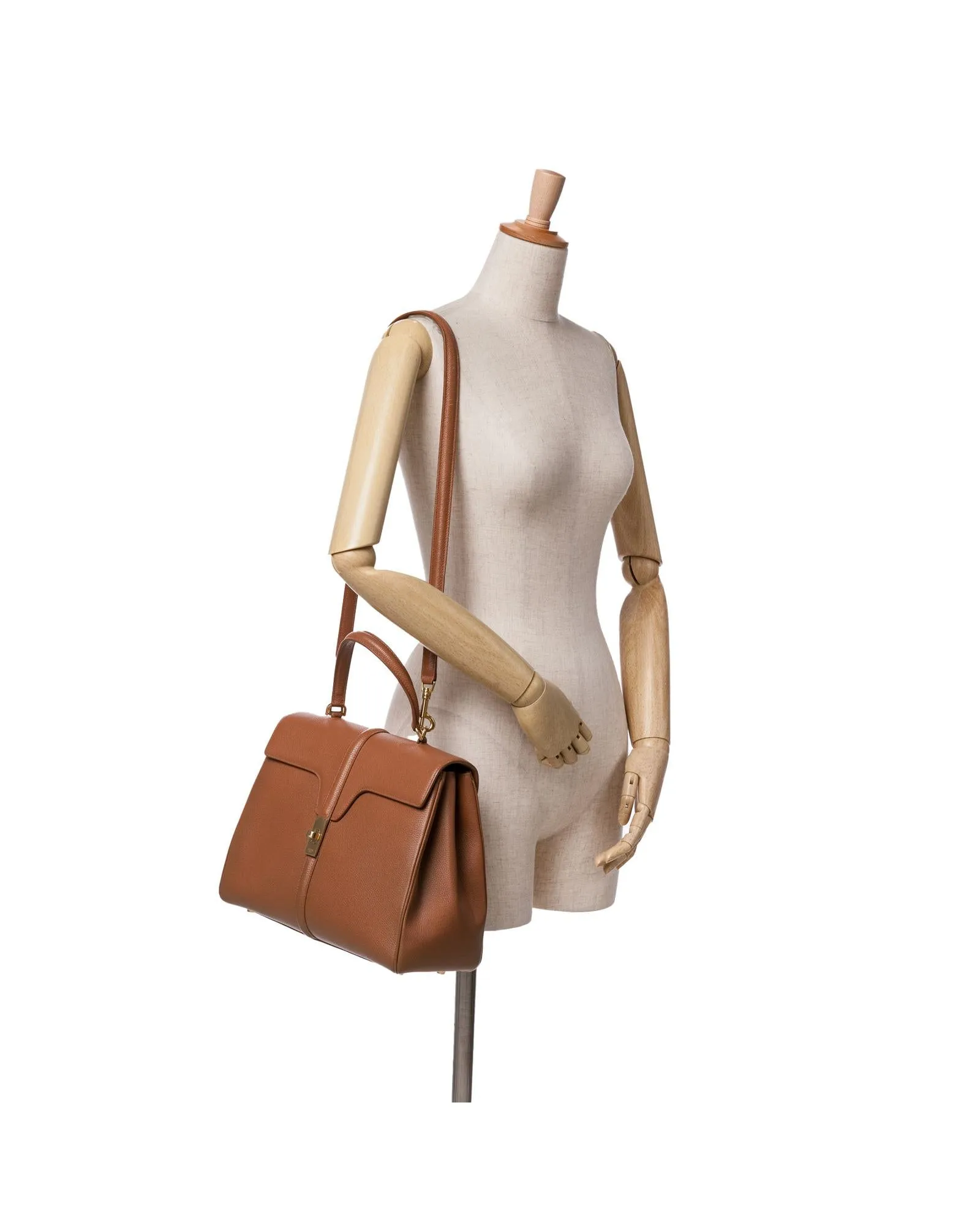 Medium Leather Satchel with Adjustable Straps and Multiple Compartments