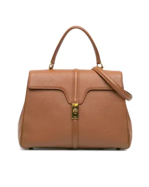 Medium Leather Satchel with Adjustable Straps and Multiple Compartments