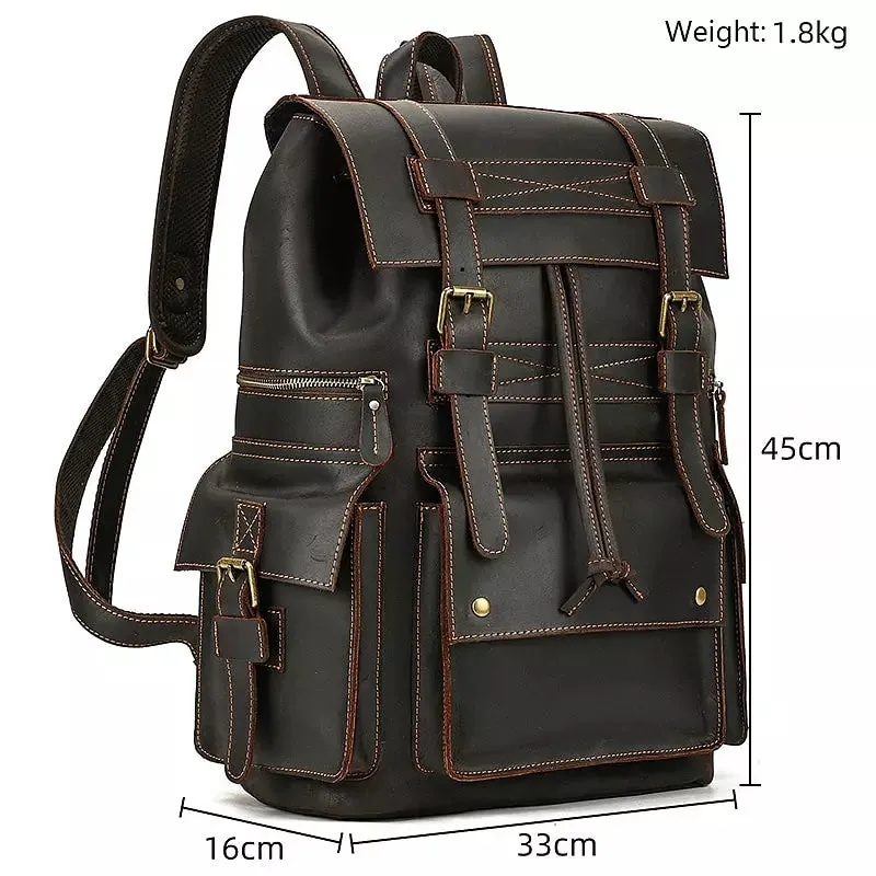 Men Backpack Luxury Cow Skin Leather