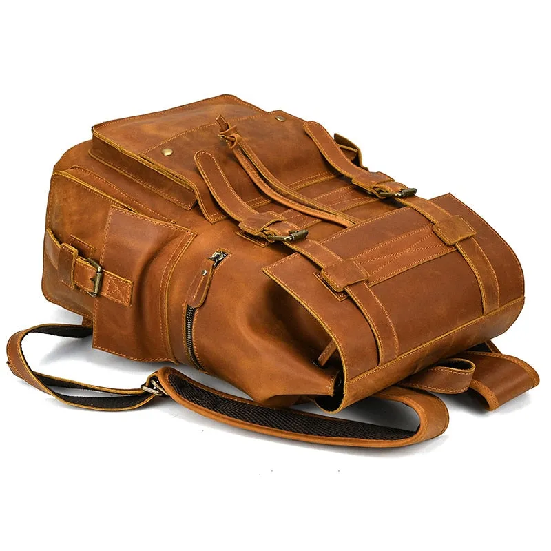 Men Backpack Luxury Cow Skin Leather