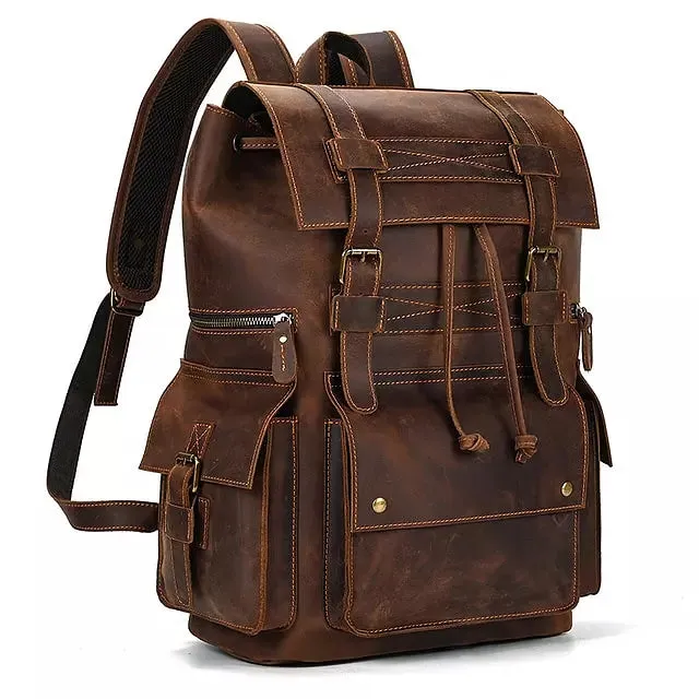 Men Backpack Luxury Cow Skin Leather