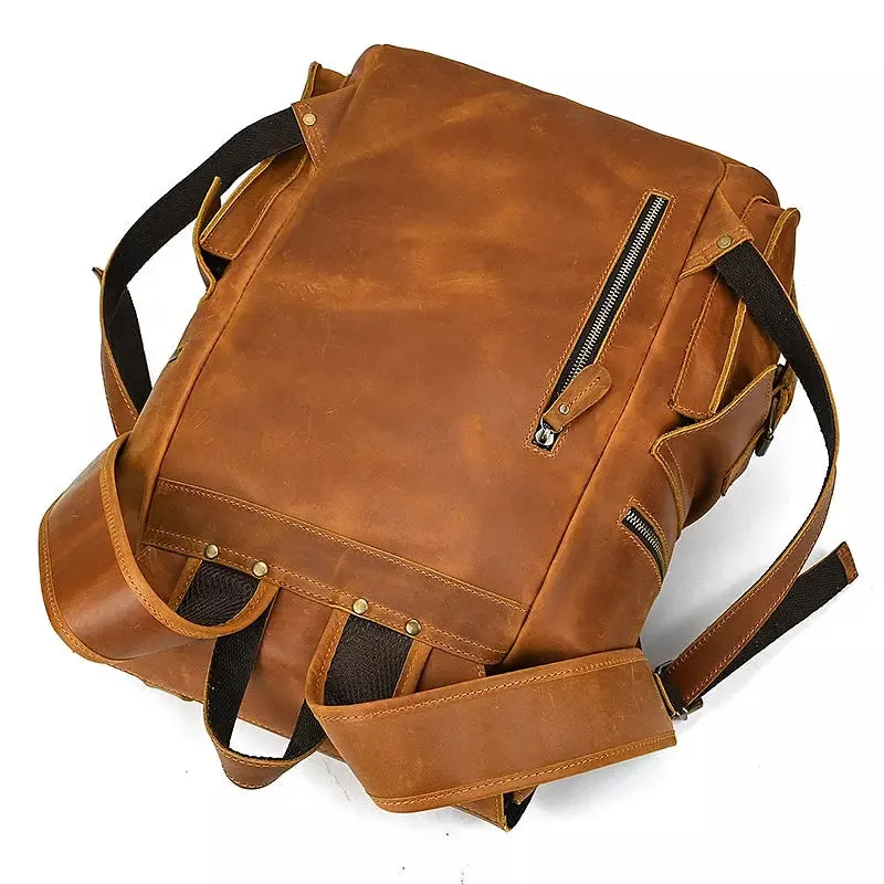 Men Backpack Luxury Cow Skin Leather
