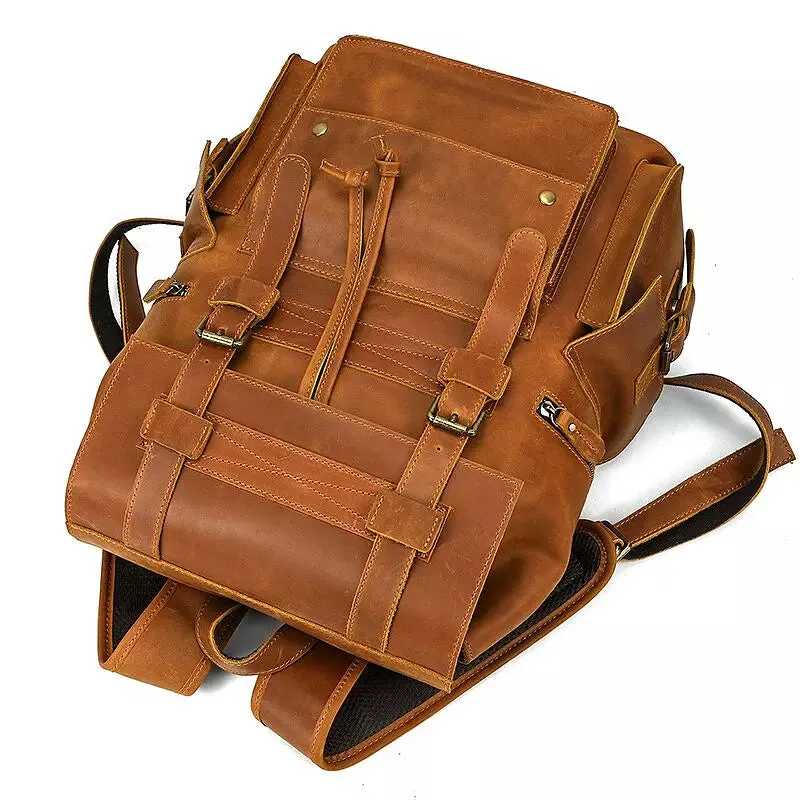 Men Backpack Luxury Cow Skin Leather