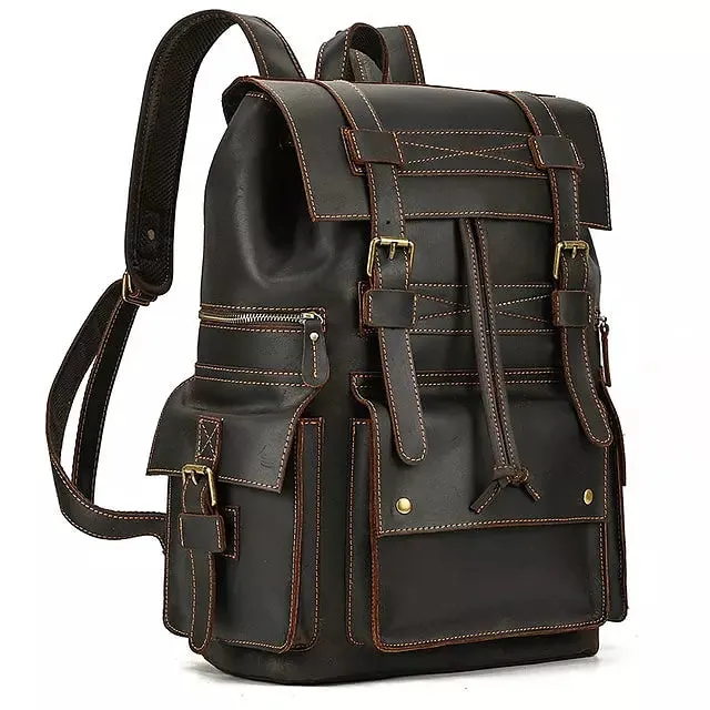 Men Backpack Luxury Cow Skin Leather