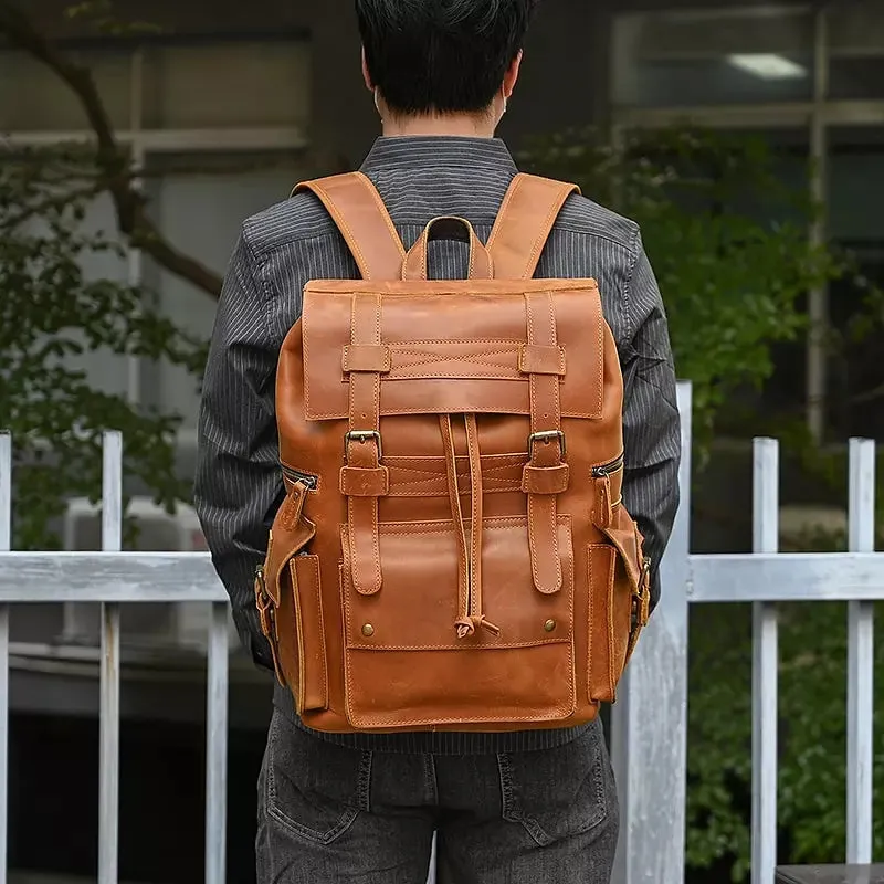 Men Backpack Luxury Cow Skin Leather
