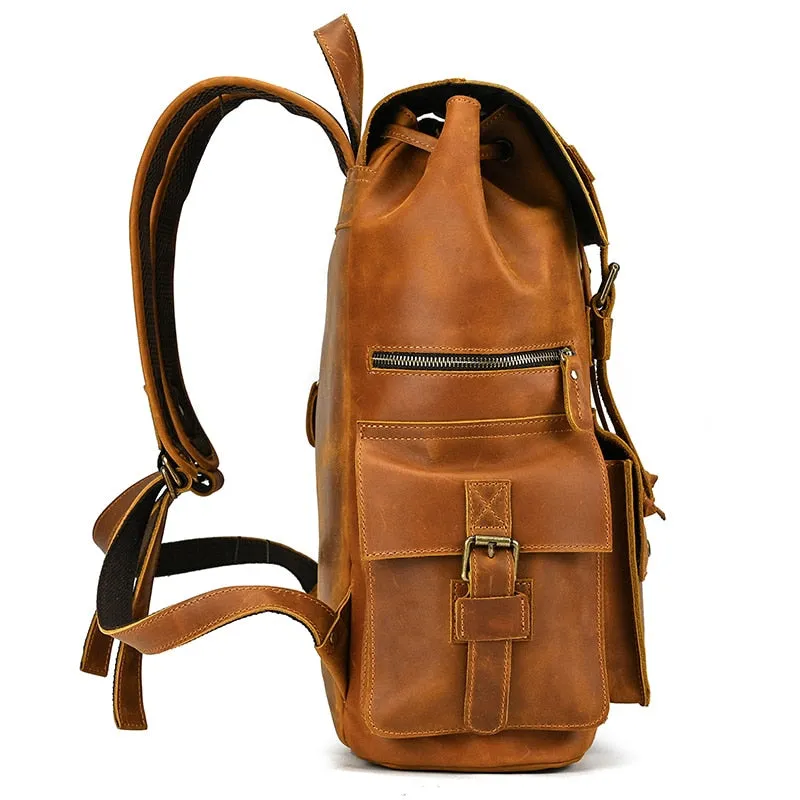 Men Backpack Luxury Cow Skin Leather